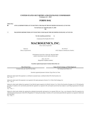 Thumbnail MacroGenics 10-K Annual Report 2018