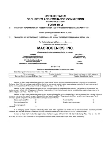 Thumbnail MacroGenics 10-Q Quarterly Report FY2025 