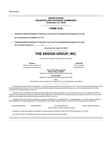 Thumbnail The Ensign Group 10-Q Quarterly Report FY2012 