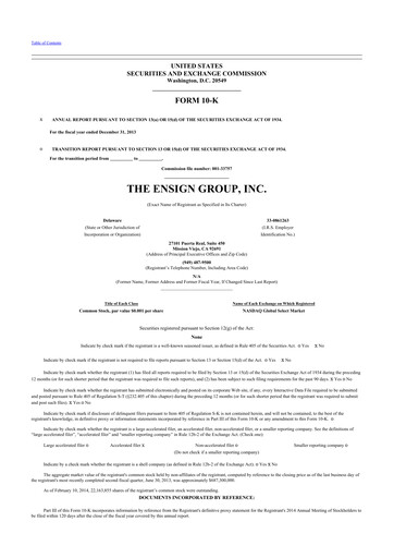 Thumbnail The Ensign Group 10-K Annual Report 2013