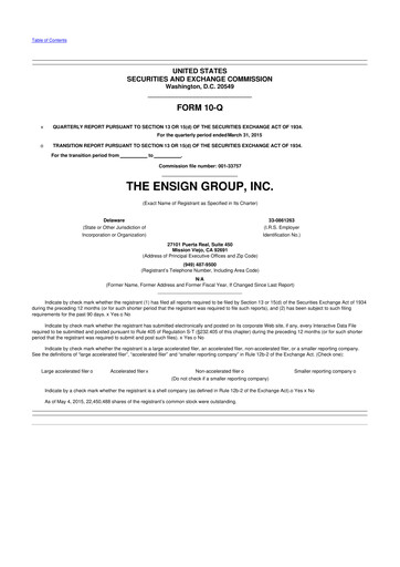 Thumbnail The Ensign Group 10-Q Quarterly Report FY2015 