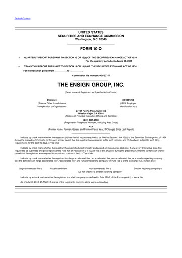 Thumbnail The Ensign Group 10-Q Quarterly Report FY2015 