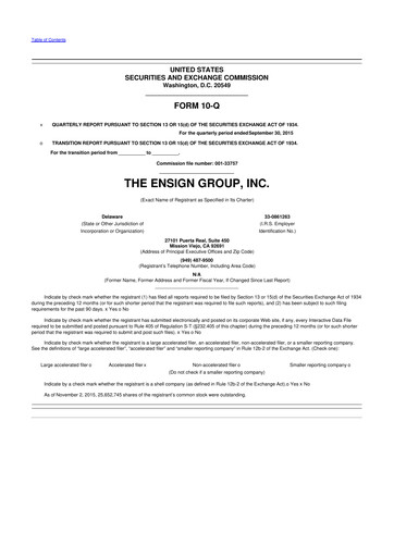 Thumbnail The Ensign Group 10-Q Quarterly Report FY2015 