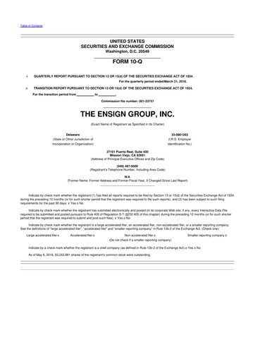 Thumbnail The Ensign Group 10-Q Quarterly Report FY2016 