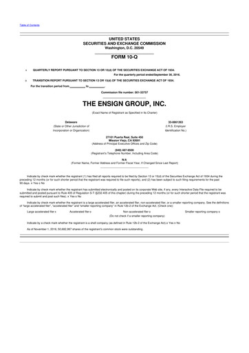 Thumbnail The Ensign Group 10-Q Quarterly Report FY2016 