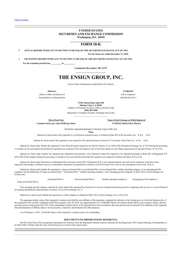 Thumbnail The Ensign Group 10-K Annual Report 2018