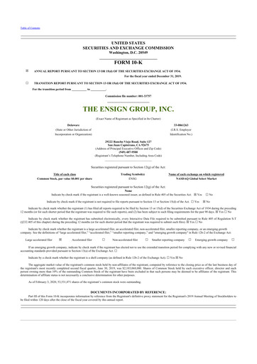 Thumbnail The Ensign Group 10-K Annual Report 2019