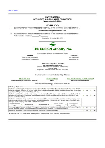 Thumbnail The Ensign Group 10-Q Quarterly Report FY2020 