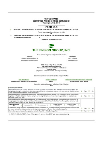Thumbnail The Ensign Group 10-Q Quarterly Report FY2020 