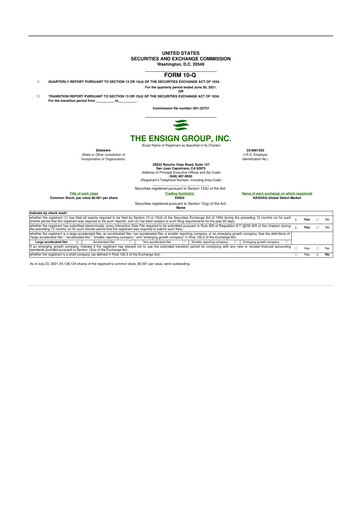 Thumbnail The Ensign Group 10-Q Quarterly Report FY2021 