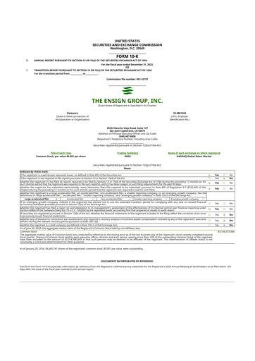 Thumbnail The Ensign Group 10-K Annual Report 2023