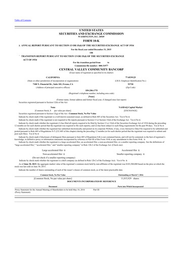 Vorschaubild Community West Bancshares 10-K Jahresbericht 2015