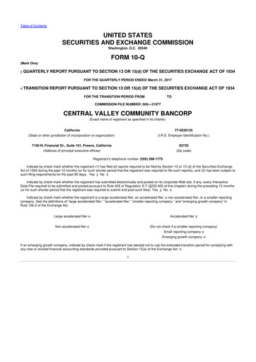 Thumbnail Community West Bancshares 10-Q Quarterly Report FY2017 