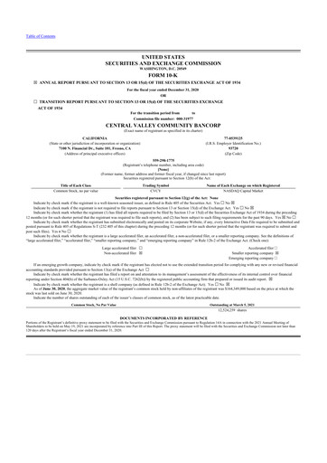 Vorschaubild Community West Bancshares 10-K Jahresbericht 2020