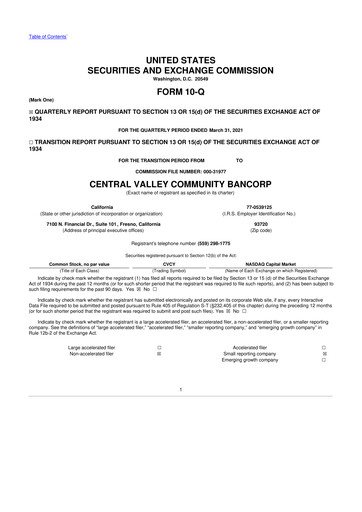 Thumbnail Community West Bancshares 10-Q Quarterly Report FY2021 