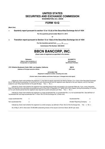 Thumbnail Hope Bancorp 10-Q Quarterly Report FY2014 