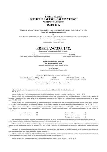 Thumbnail Hope Bancorp 10-K Annual Report 2022
