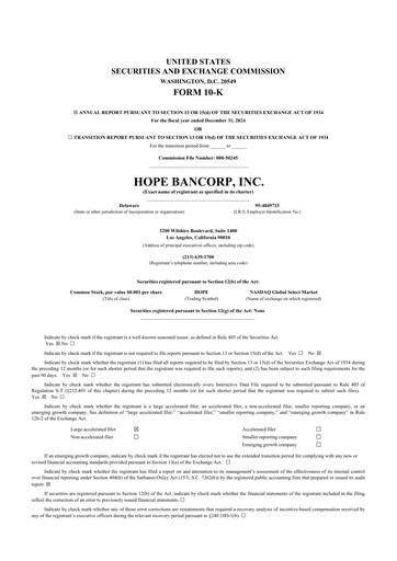 Thumbnail Hope Bancorp 10-K Annual Report 2024