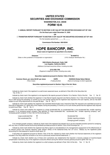 Thumbnail Hope Bancorp 10-K Annual Report 2025