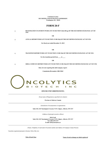Thumbnail Oncolytics Biotech
 20-F Annual Report 