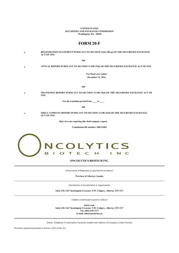 Thumbnail Oncolytics Biotech
 20-F Annual Report 
