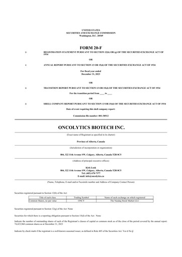 Thumbnail Oncolytics Biotech
 20-F Annual Report 2023
