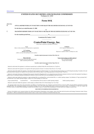 Thumbnail CenterPoint Energy
 10-K Annual Report 