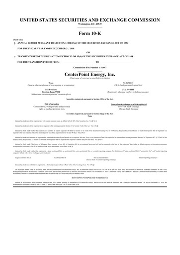 Thumbnail CenterPoint Energy
 10-K Annual Report 