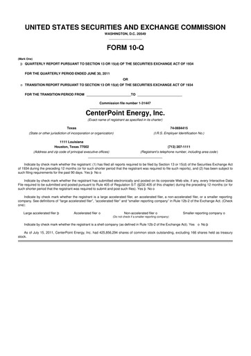Thumbnail CenterPoint Energy
 10-Q Quarterly Report FY2011 