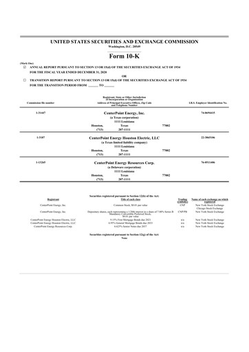 Thumbnail CenterPoint Energy
 10-K Annual Report 2020