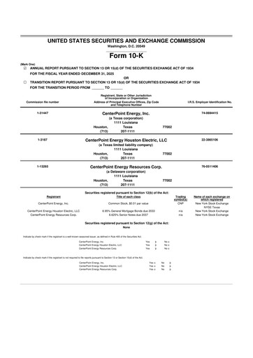 Thumbnail CenterPoint Energy
 10-K Annual Report 2025