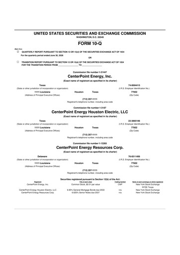 Thumbnail CenterPoint Energy
 10-Q Quarterly Report FY2026 