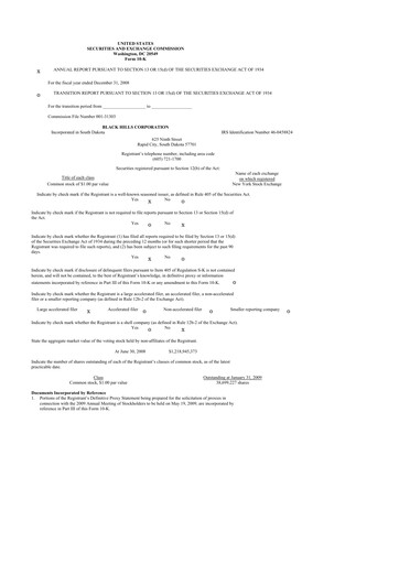 Thumbnail Black Hills 10-K Annual Report 