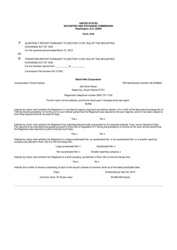 Thumbnail Black Hills 10-Q Quarterly Report FY2012 