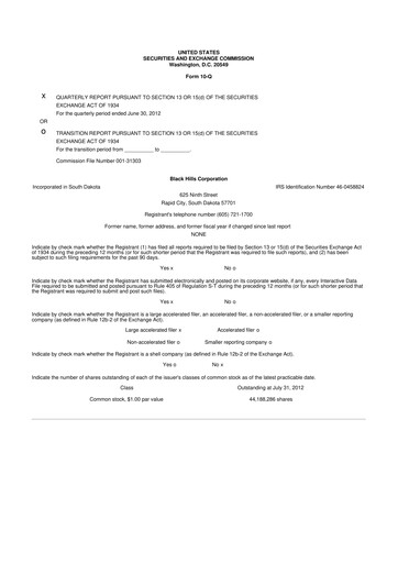 Thumbnail Black Hills 10-Q Quarterly Report FY2012 