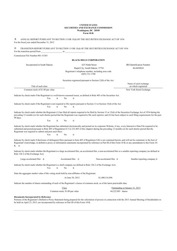 Thumbnail Black Hills 10-K Annual Report 2012