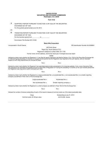 Thumbnail Black Hills 10-Q Quarterly Report FY2013 