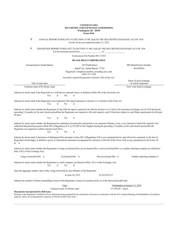 Thumbnail Black Hills 10-K Annual Report 2015