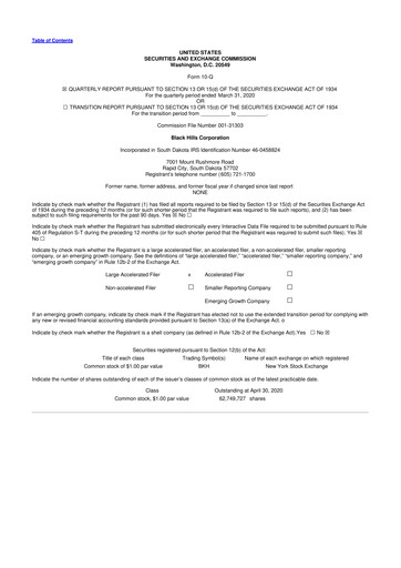 Thumbnail Black Hills 10-Q Quarterly Report FY2020 