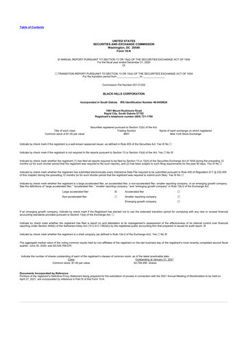 Thumbnail Black Hills 10-K Annual Report 2020