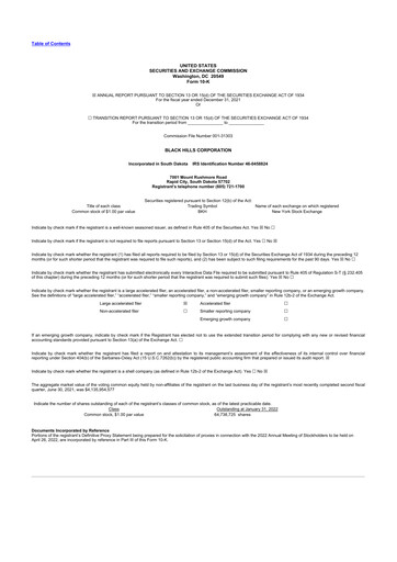 Thumbnail Black Hills 10-K Annual Report 2021