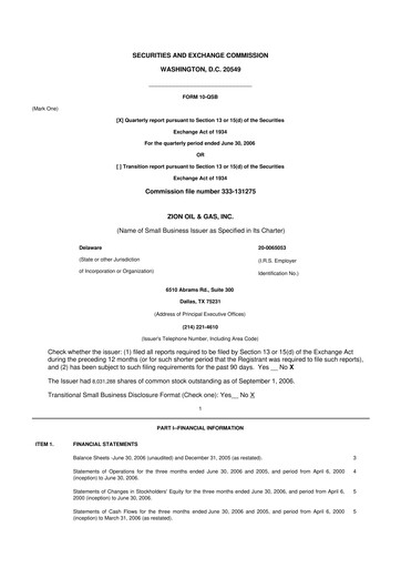 Miniature Zion Oil & Gas 10-Q Rapport trimestriel  