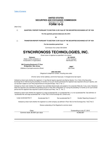 Thumbnail Synchronoss Technologies 10-Q Quarterly Report FY2015 