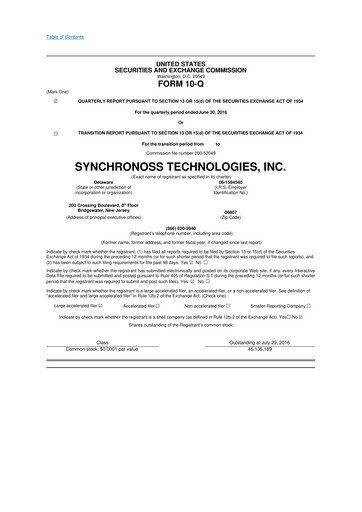 Thumbnail Synchronoss Technologies 10-Q Quarterly Report FY2016 