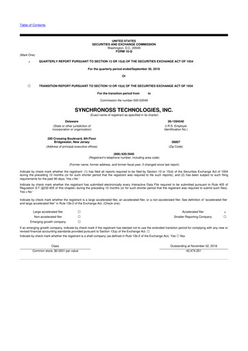 Thumbnail Synchronoss Technologies 10-Q Quarterly Report FY2018 