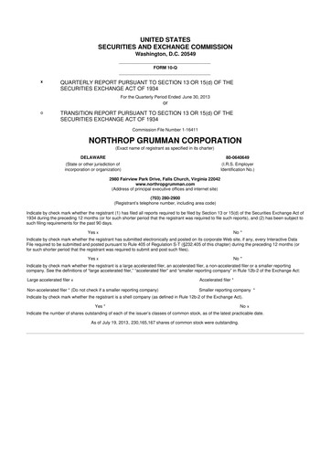 Thumbnail Northrop Grumman 10-Q Quarterly Report FY2013 