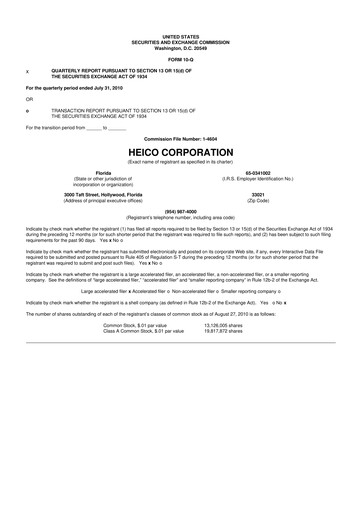 Thumbnail HEICO 10-Q Quarterly Report FY2010 