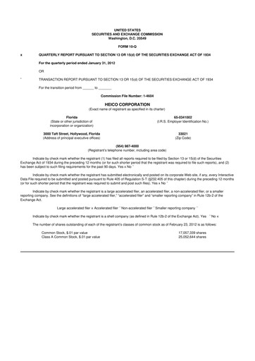 Thumbnail HEICO 10-Q Quarterly Report FY2012 