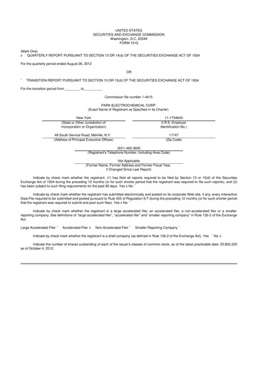 Miniature Park Aerospace 10-Q Rapport trimestriel 2013 