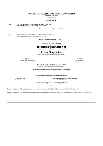 Thumbnail Kinder Morgan 10-K Annual Report 2011